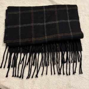 Classic Black and Brown Plaid Fleece Warm Cozy Unisex Scarf One Size